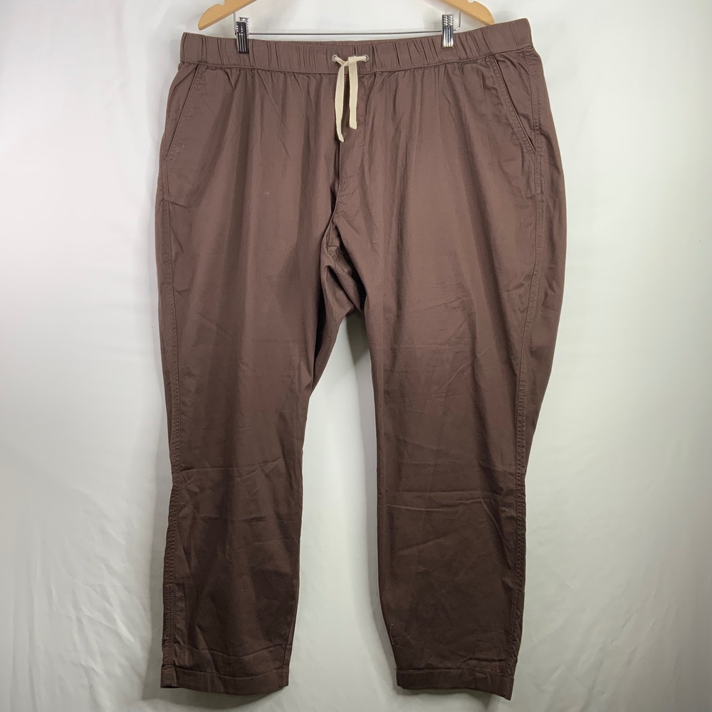 Pact Brown Organic Cotton Drawstring Elastic Waist Pants Plus Size XXXL 3XL